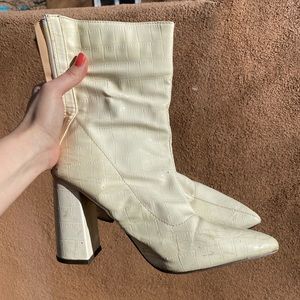 White Croc Booties
